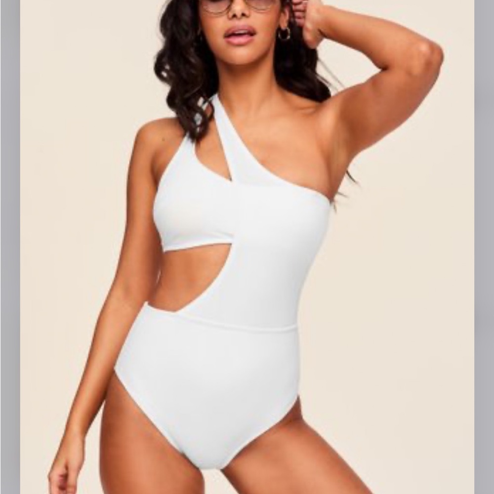 Adore Me White One-Shoulder Swim One Piece